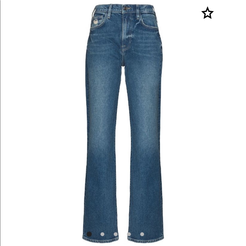 Dark wash, high-rise Frame Le Jane Jeans.